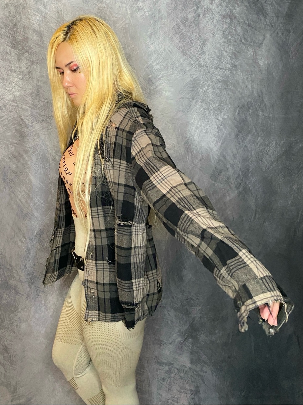 Custom Destroyed Goth Grunge Flannel - Picture 5 of 6